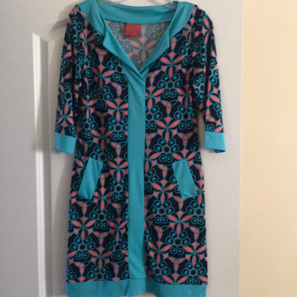 Tracy Negoshian dress small pockets 3/4 sleeves